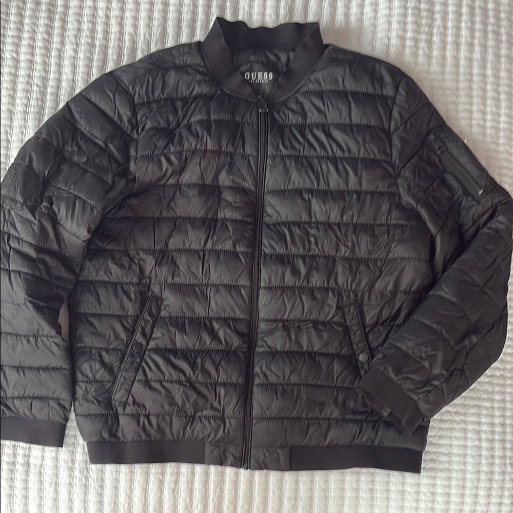 Guess Black Quilted Puffer Jacket Lightweight
